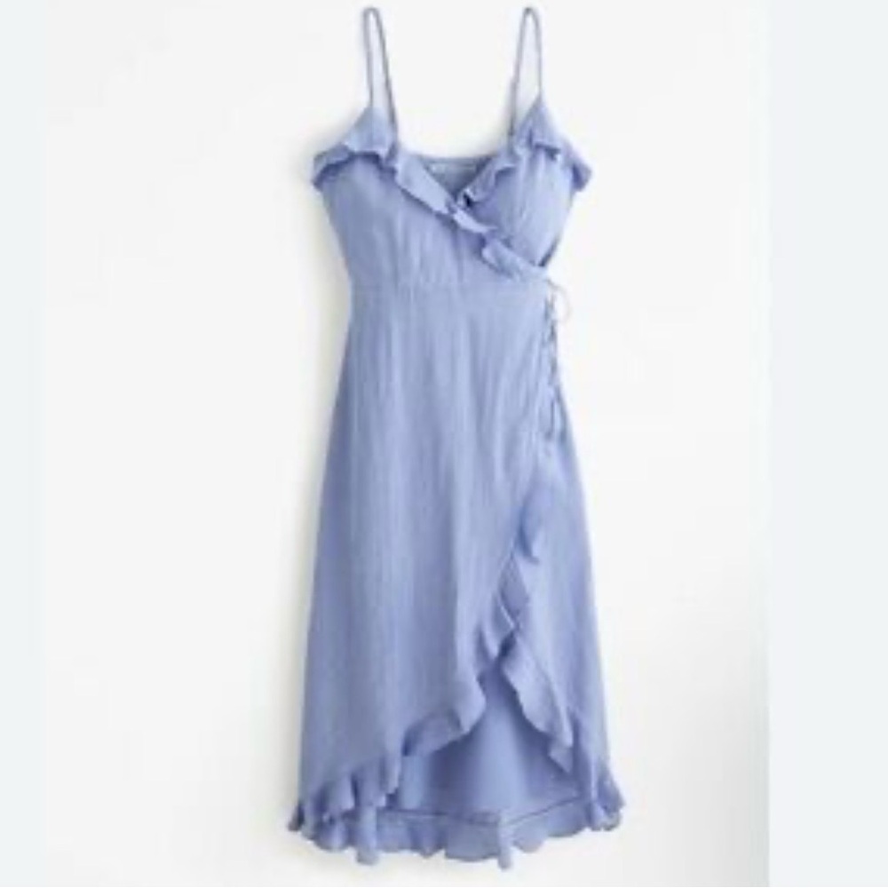 Abercrombie and Fitch Blue ruffle wrap mini strap dress size medium